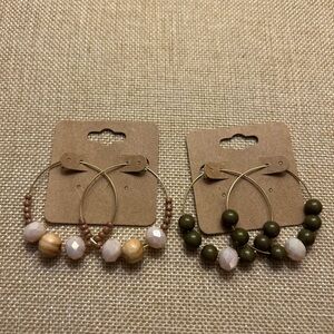 Elegant Beaded Hoop Earrings Set